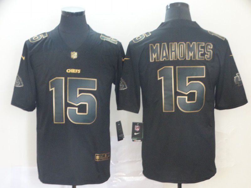 Men Kansas City Chiefs #15 Mahomes Nike Vapor Limited Black Golden NFL Jerseys->san francisco 49ers->NFL Jersey